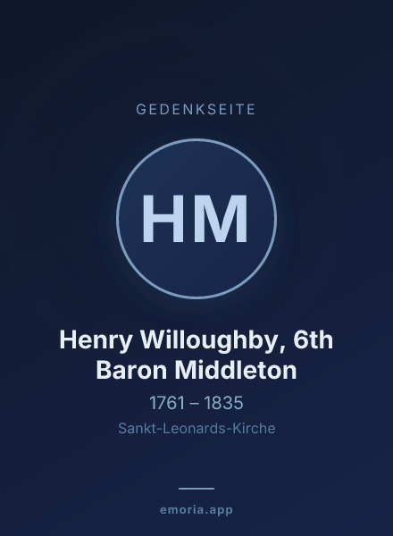 Gedenkportrait von Henry Willoughby, 6th Baron Middleton