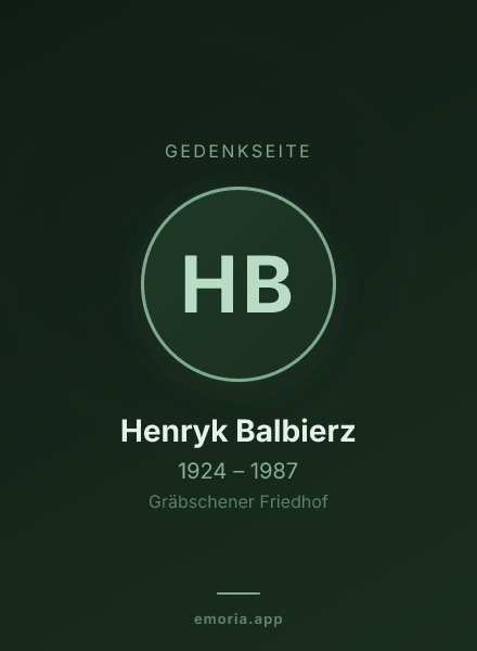 Gedenkportrait von Henryk Balbierz