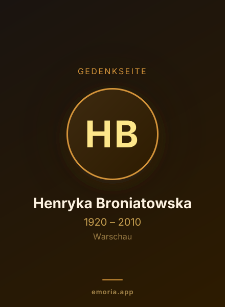 Gedenkportrait von Henryka Broniatowska