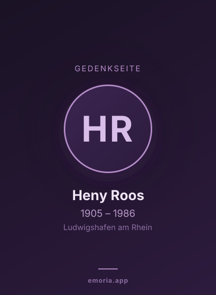 Gedenkportrait von Heny Roos