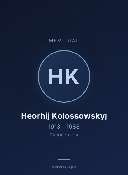 Memorial portrait of Heorhij Kolossowskyj