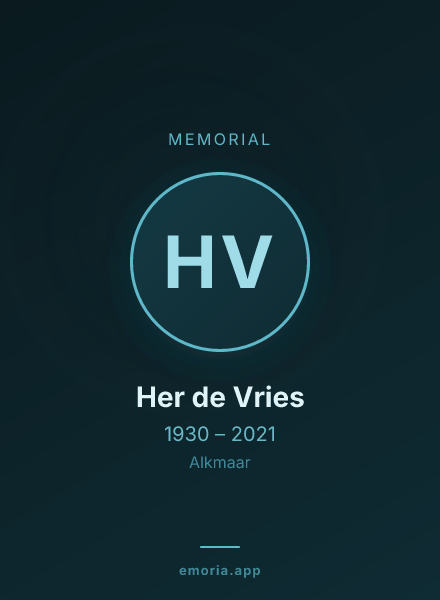 Memorial portrait of Her de Vries