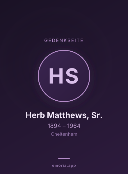 Gedenkportrait von Herb Matthews, Sr.