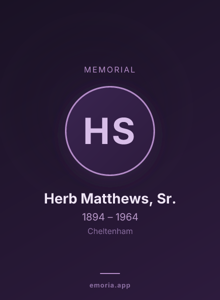 Memorial portrait of Herb Matthews, Sr.