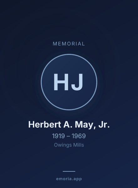 Memorial portrait of Herbert A. May, Jr.