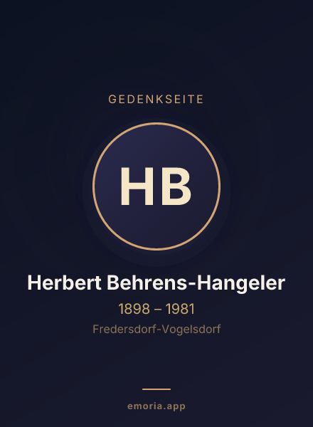 Gedenkportrait von Herbert Behrens-Hangeler