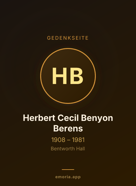 Gedenkportrait von Herbert Cecil Benyon Berens