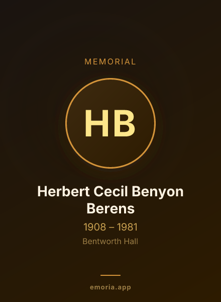 Memorial portrait of Herbert Cecil Benyon Berens