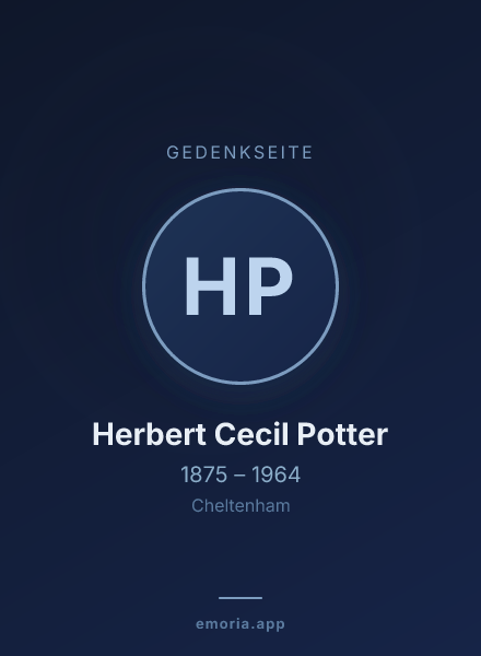 Gedenkportrait von Herbert Cecil Potter