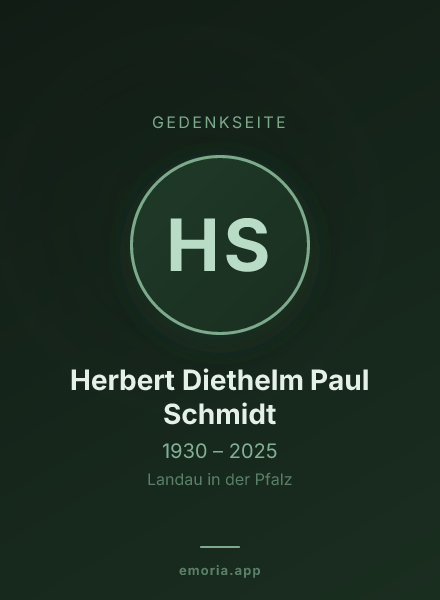 Gedenkportrait von Herbert Diethelm Paul Schmidt