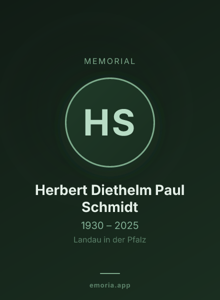 Memorial portrait of Herbert Diethelm Paul Schmidt