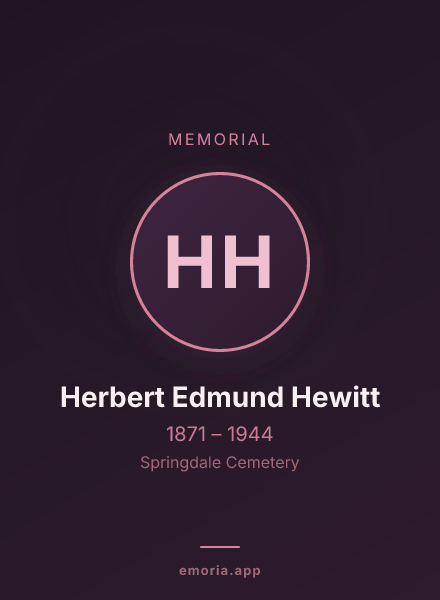 Memorial portrait of Herbert Edmund Hewitt