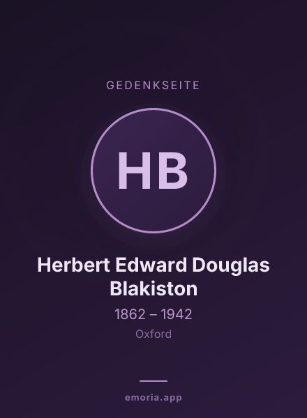 Gedenkportrait von Herbert Edward Douglas Blakiston