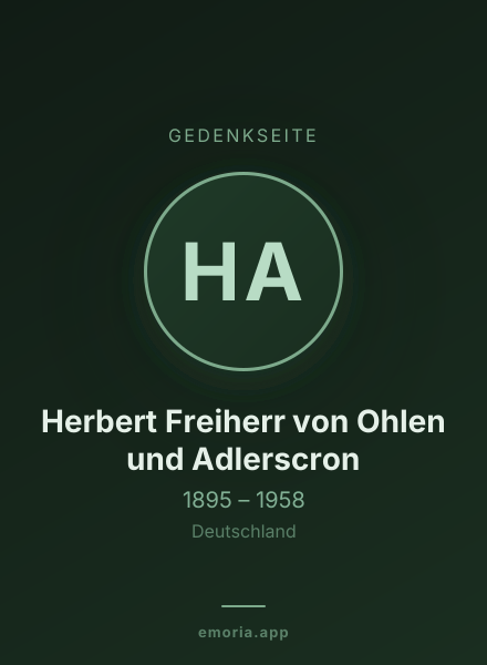 Gedenkportrait von Herbert Freiherr von Ohlen und Adlerscron