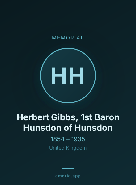 Memorial portrait of Herbert Gibbs, 1st Baron Hunsdon of Hunsdon