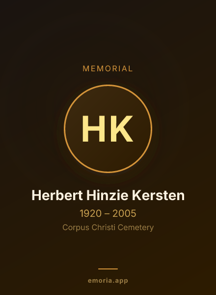 Memorial portrait of Herbert Hinzie Kersten