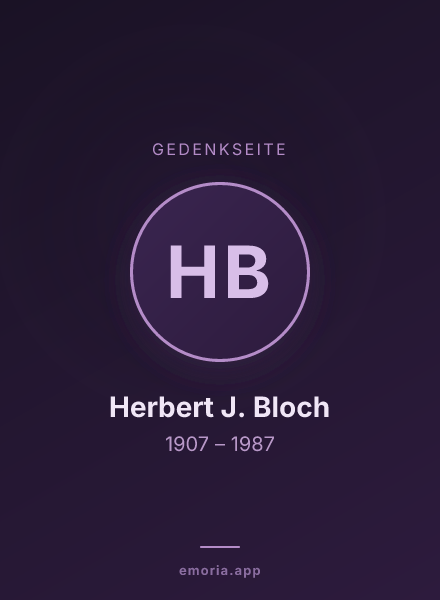 Gedenkportrait von Herbert J. Bloch