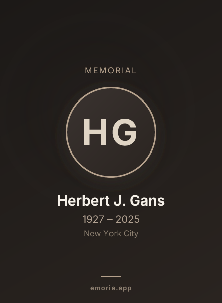 Memorial portrait of Herbert J. Gans