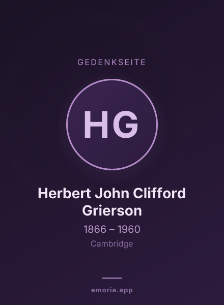 Gedenkportrait von Herbert John Clifford Grierson