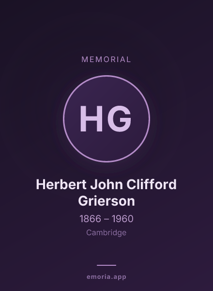 Memorial portrait of Herbert John Clifford Grierson