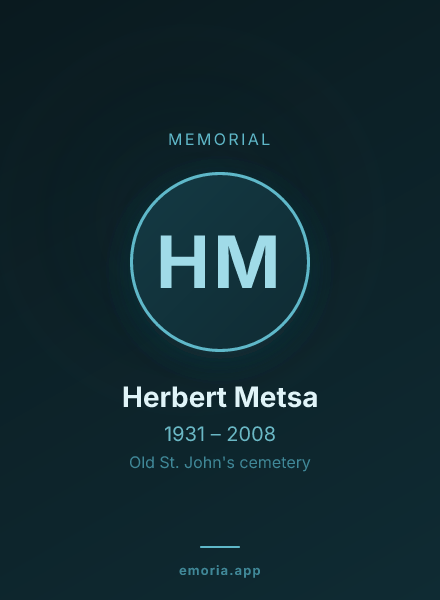 Memorial portrait of Herbert Metsa