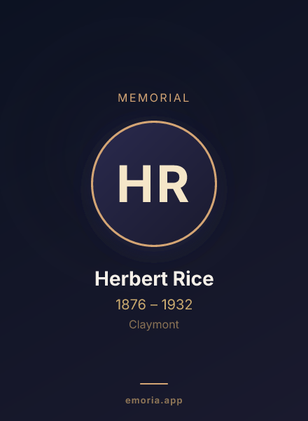 Memorial portrait of Herbert Rice