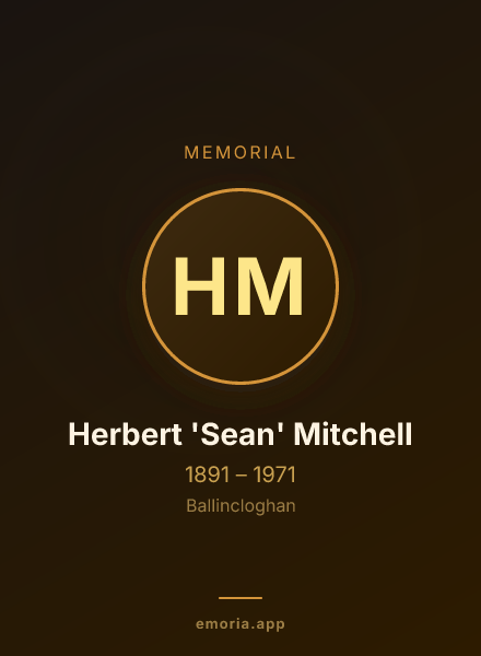 Memorial portrait of Herbert 'Sean' Mitchell