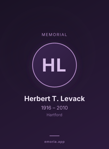 Memorial portrait of Herbert T. Levack