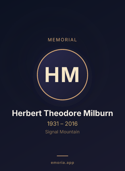 Memorial portrait of Herbert Theodore Milburn
