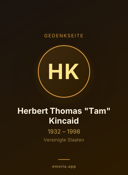 Gedenkportrait von Herbert Thomas "Tam" Kincaid