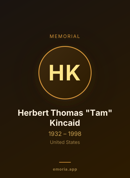 Memorial portrait of Herbert Thomas "Tam" Kincaid