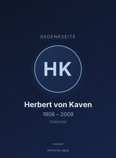 Gedenkportrait von Herbert von Kaven