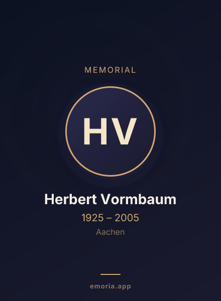 Memorial portrait of Herbert Vormbaum