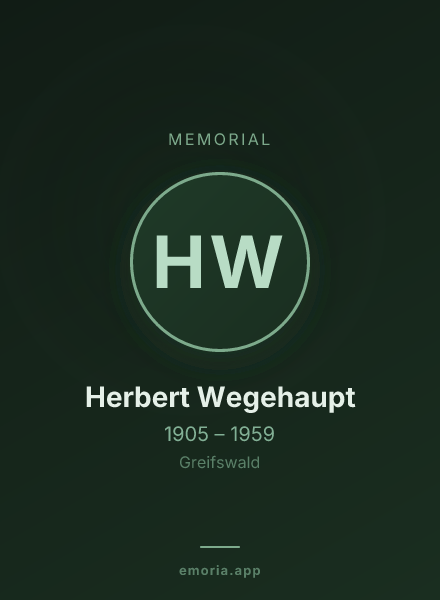 Memorial portrait of Herbert Wegehaupt