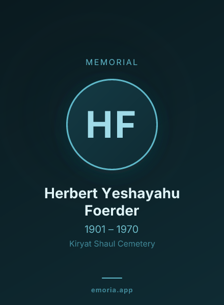Memorial portrait of Herbert Yeshayahu Foerder