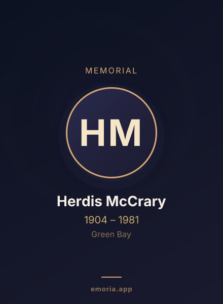 Memorial portrait of Herdis McCrary