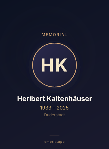 Memorial portrait of Heribert Kaltenhäuser