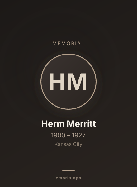 Memorial portrait of Herm Merritt