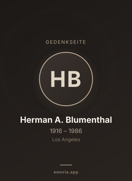Gedenkportrait von Herman A. Blumenthal