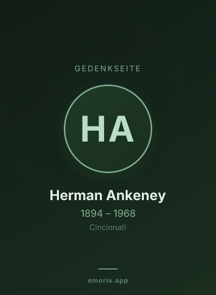 Gedenkportrait von Herman Ankeney