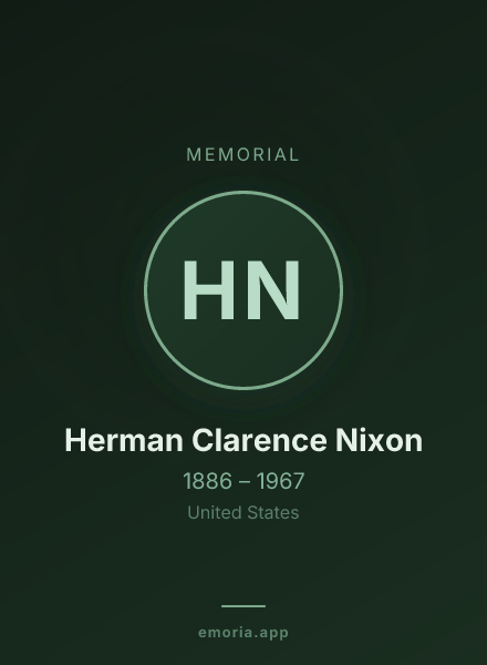 Memorial portrait of Herman Clarence Nixon