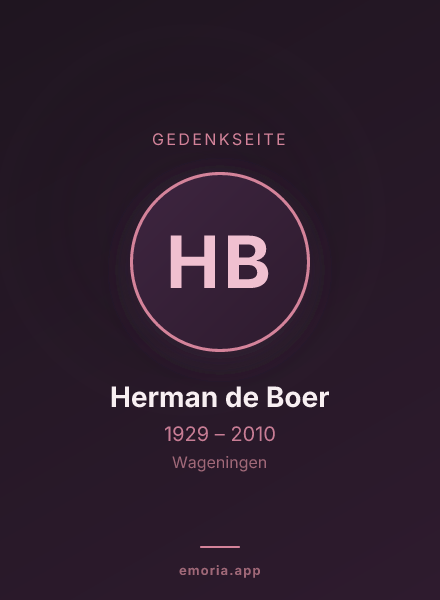 Gedenkportrait von Herman de Boer