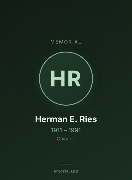 Memorial portrait of Herman E. Ries
