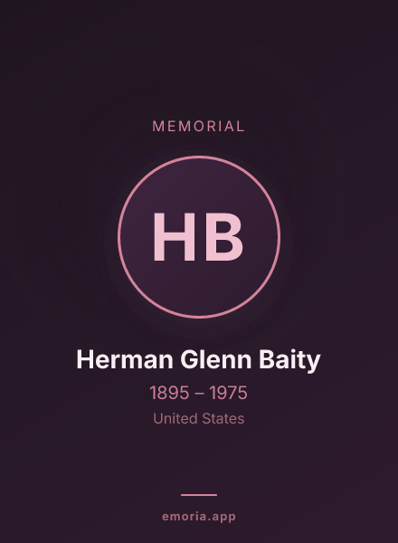 Memorial portrait of Herman Glenn Baity