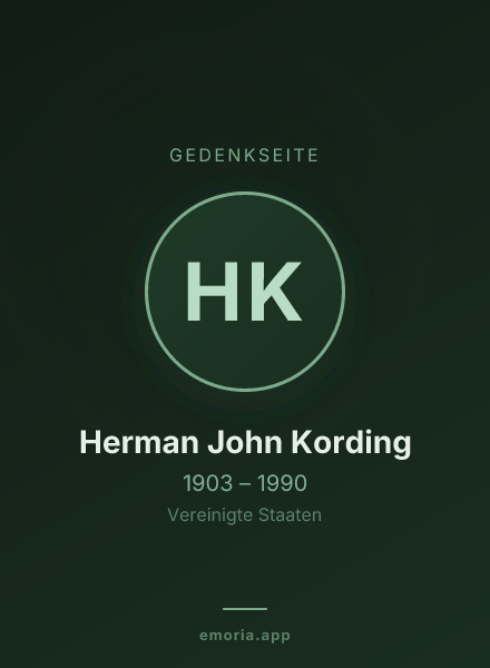 Gedenkportrait von Herman John Kording