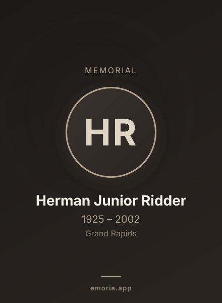 Memorial portrait of Herman Junior Ridder