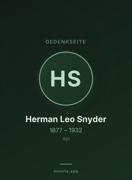 Gedenkportrait von Herman Leo Snyder