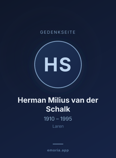 Gedenkportrait von Herman Milius van der Schalk