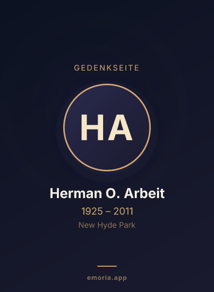 Gedenkportrait von Herman O. Arbeit