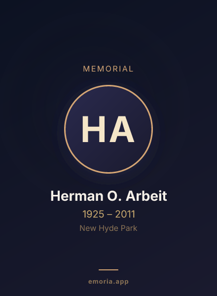 Memorial portrait of Herman O. Arbeit